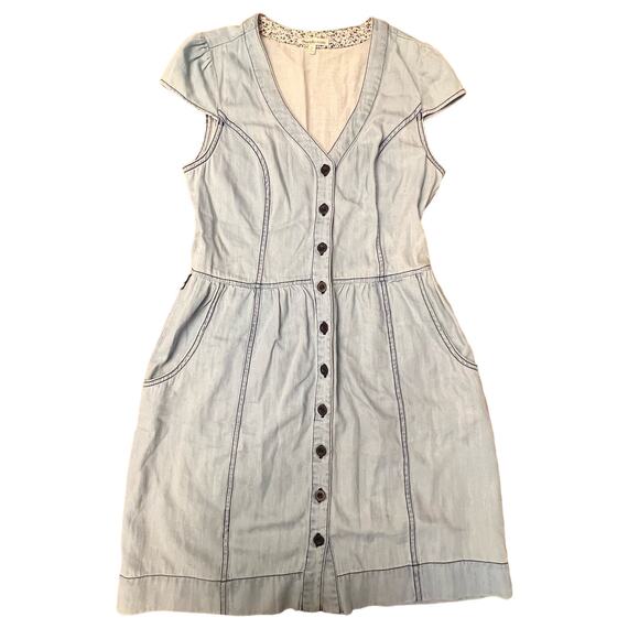 Vintage Y2k 1995 Charlotte Russe Button Down Blue Denim Style Dress Medium - Picture 6 of 11